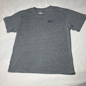 Drake Waterfowl Systems Gray Graphic T-Shirt American Flag Logo Youth Medium M